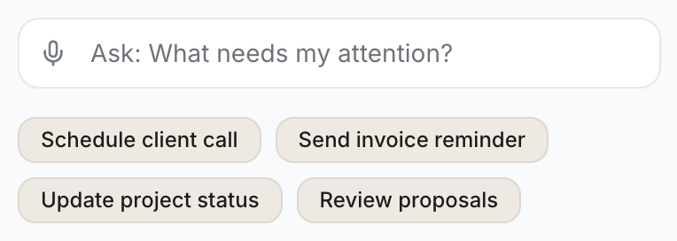 AI composer with quick actions for project management