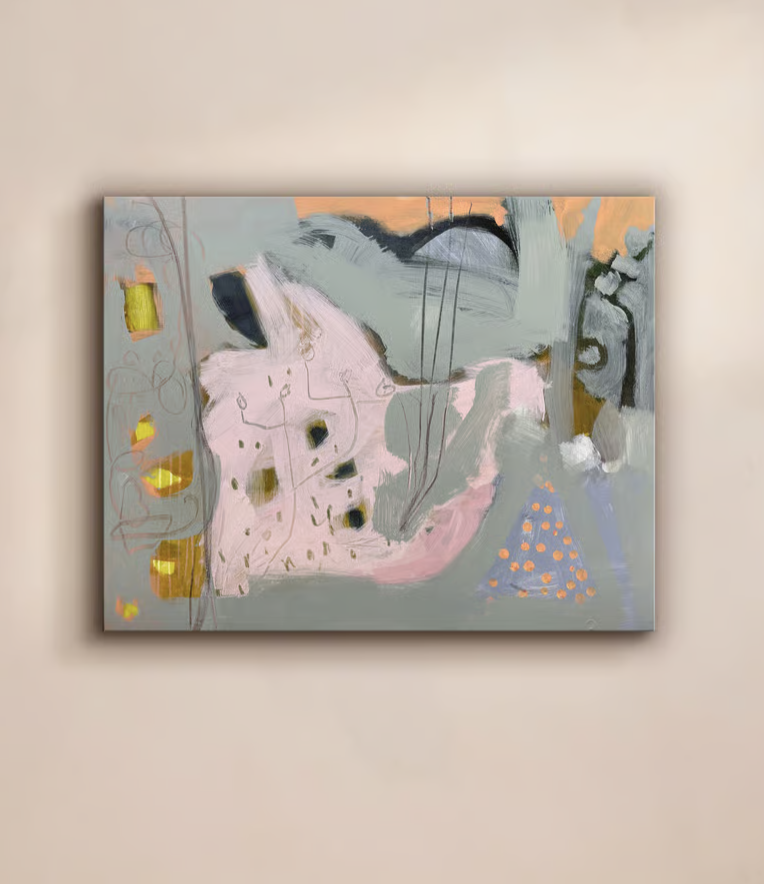 Abstract artwork framed on wall