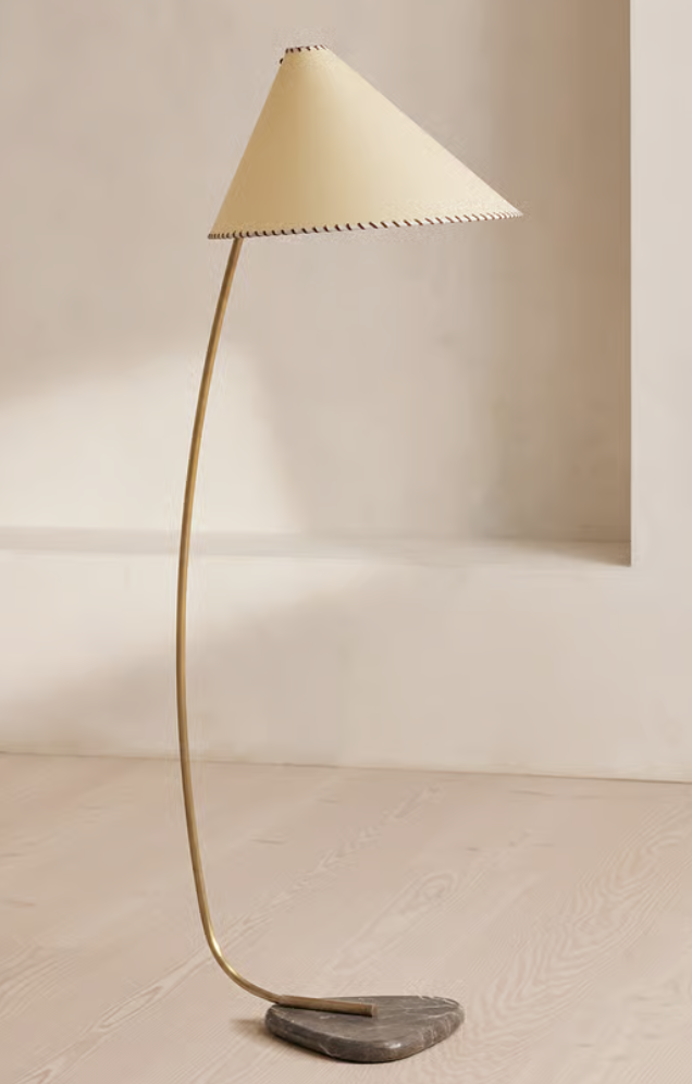 Brass floor lamp with approved status for interior design specification