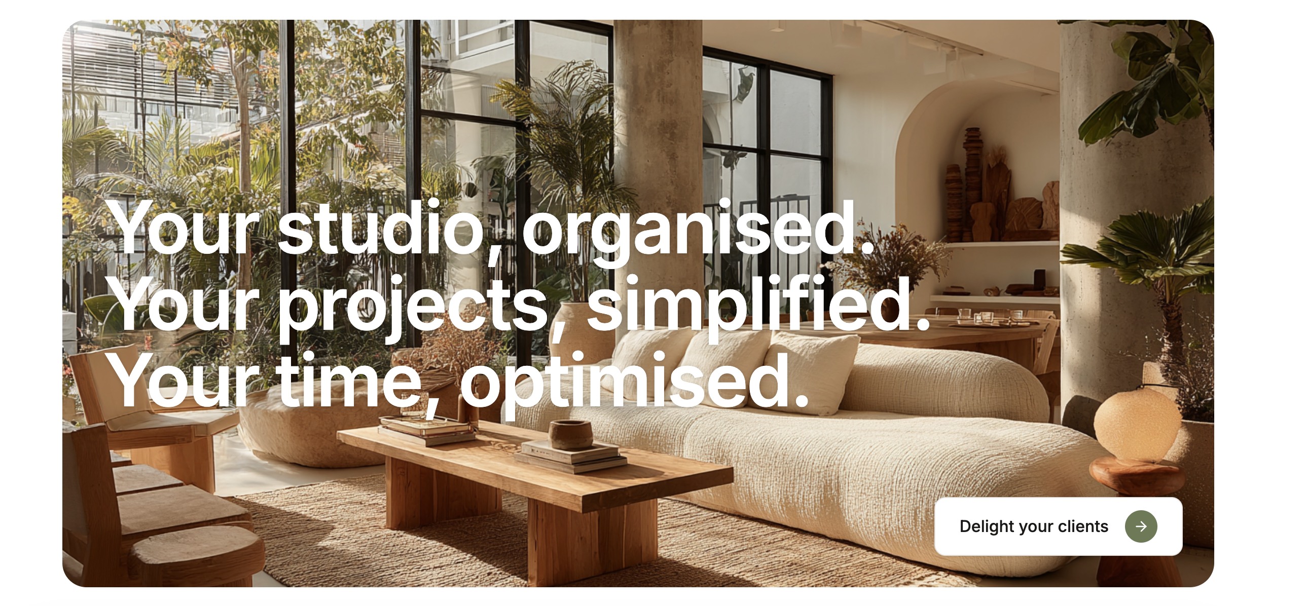 Modern interior design studio with natural lighting and organized workspace